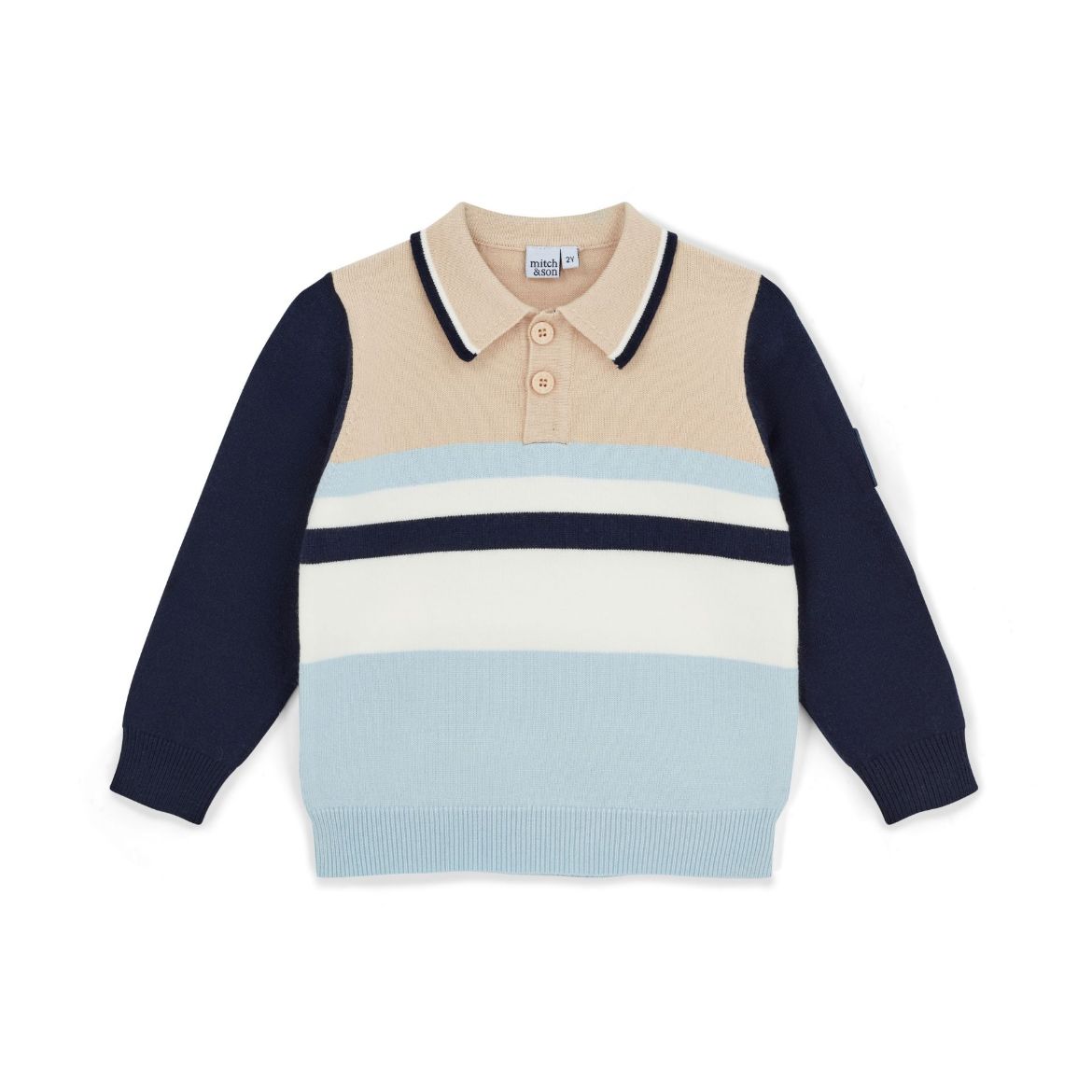 Picture of Mitch & Son Sebastian Beige Long Sleeve Knitted Polo