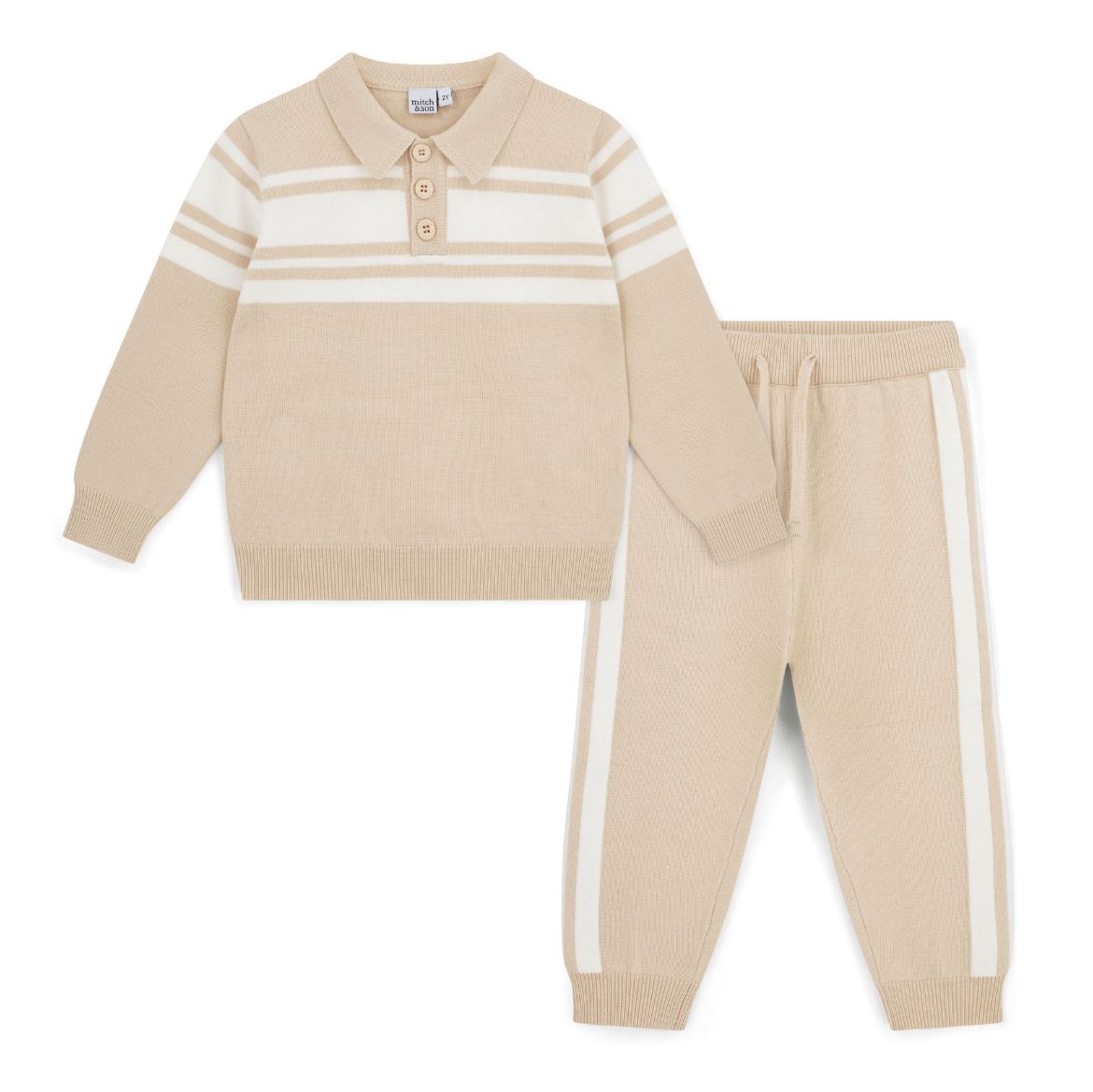 Picture of Mitch & Son Travis Beige Knitted Tracksuit
