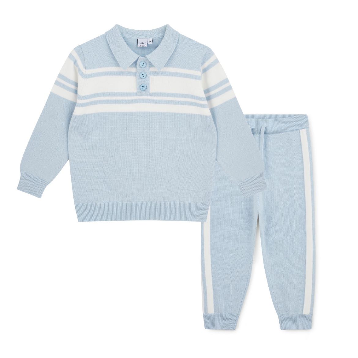 Picture of Mitch & Son Travis Sky Blue Knitted Tracksuit