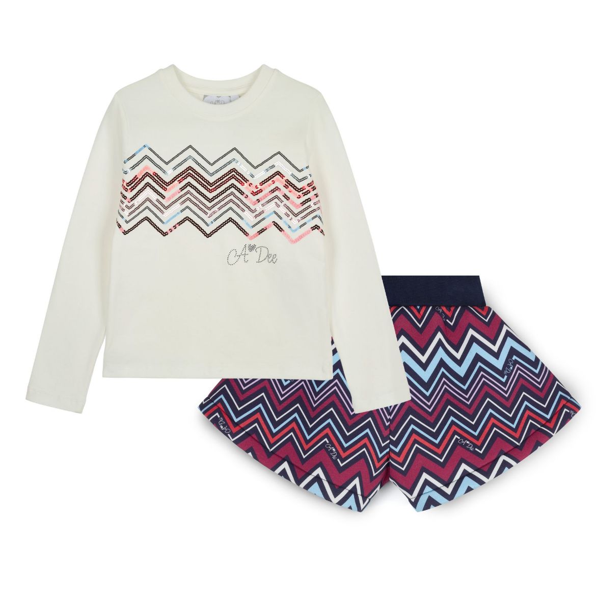 Picture of A Dee Clara White Chevron Print Short Set