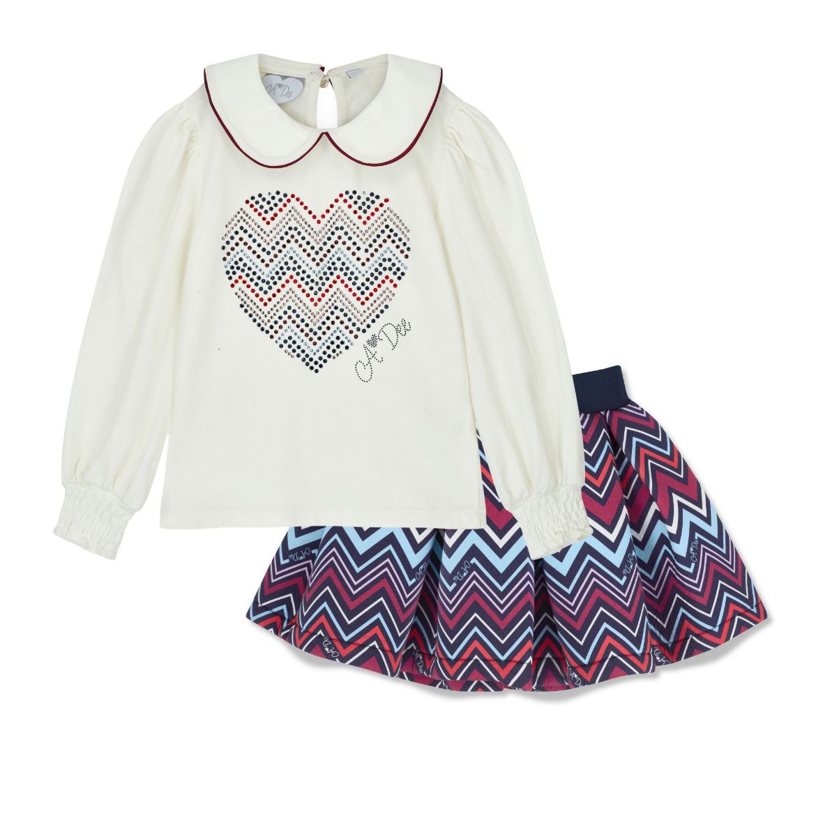 Picture of A Dee Chloe White Chevron Print Skirt Set