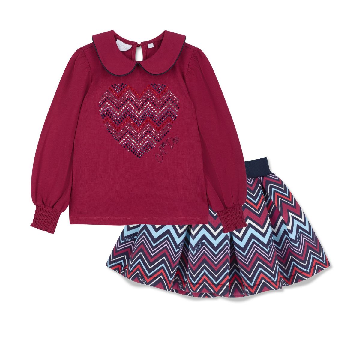 Picture of A Dee Chloe Deep Cherry Chevron Print Skirt Set