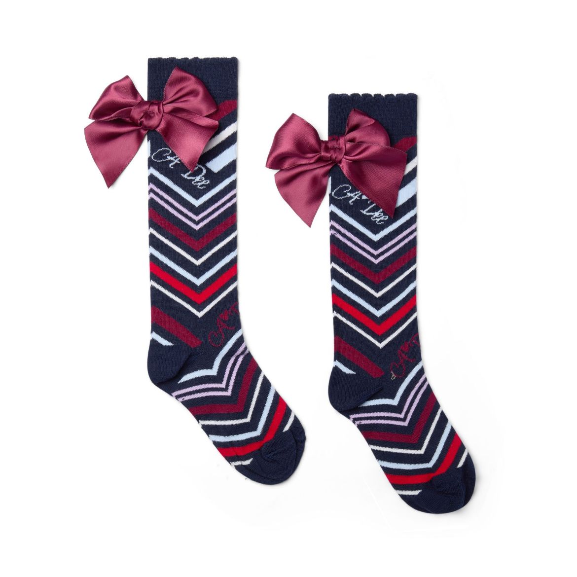 Picture of A Dee Alessandra Navy Chevron Print Knee High Sock