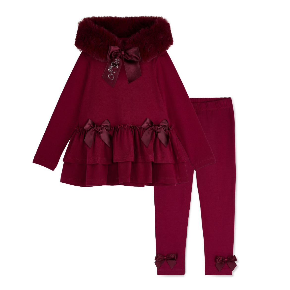 Picture of A Dee Alina Deep Cherry Fur Trim Legging Set