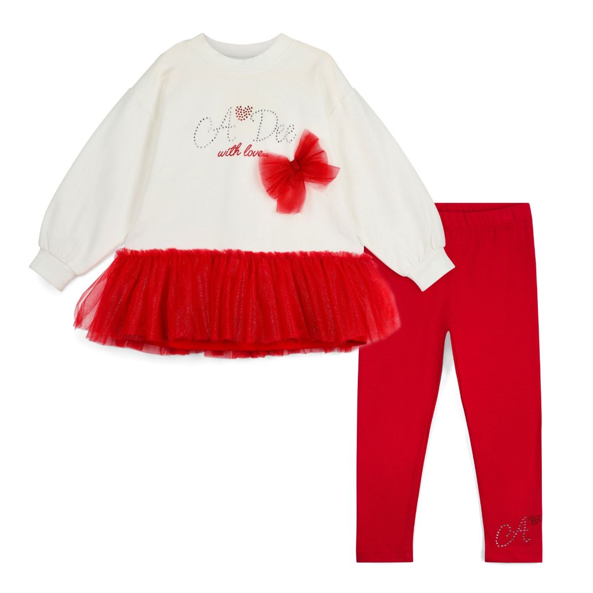 Picture of A Dee Bonnie White/Red Tulle Legging Set