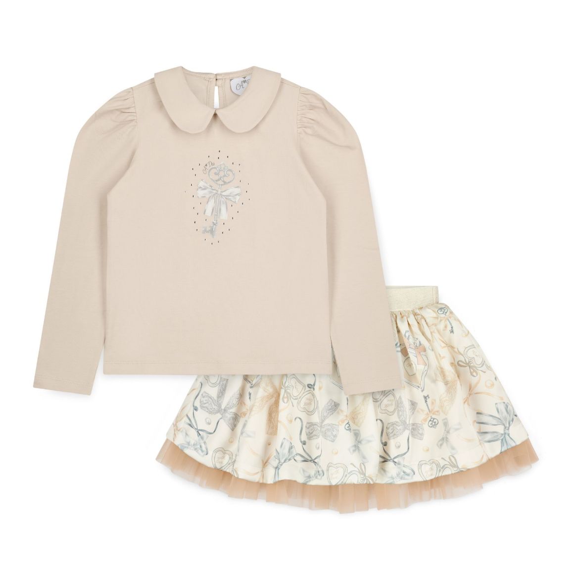 Picture of A Dee Brie Beige Bow Print Skirt Set