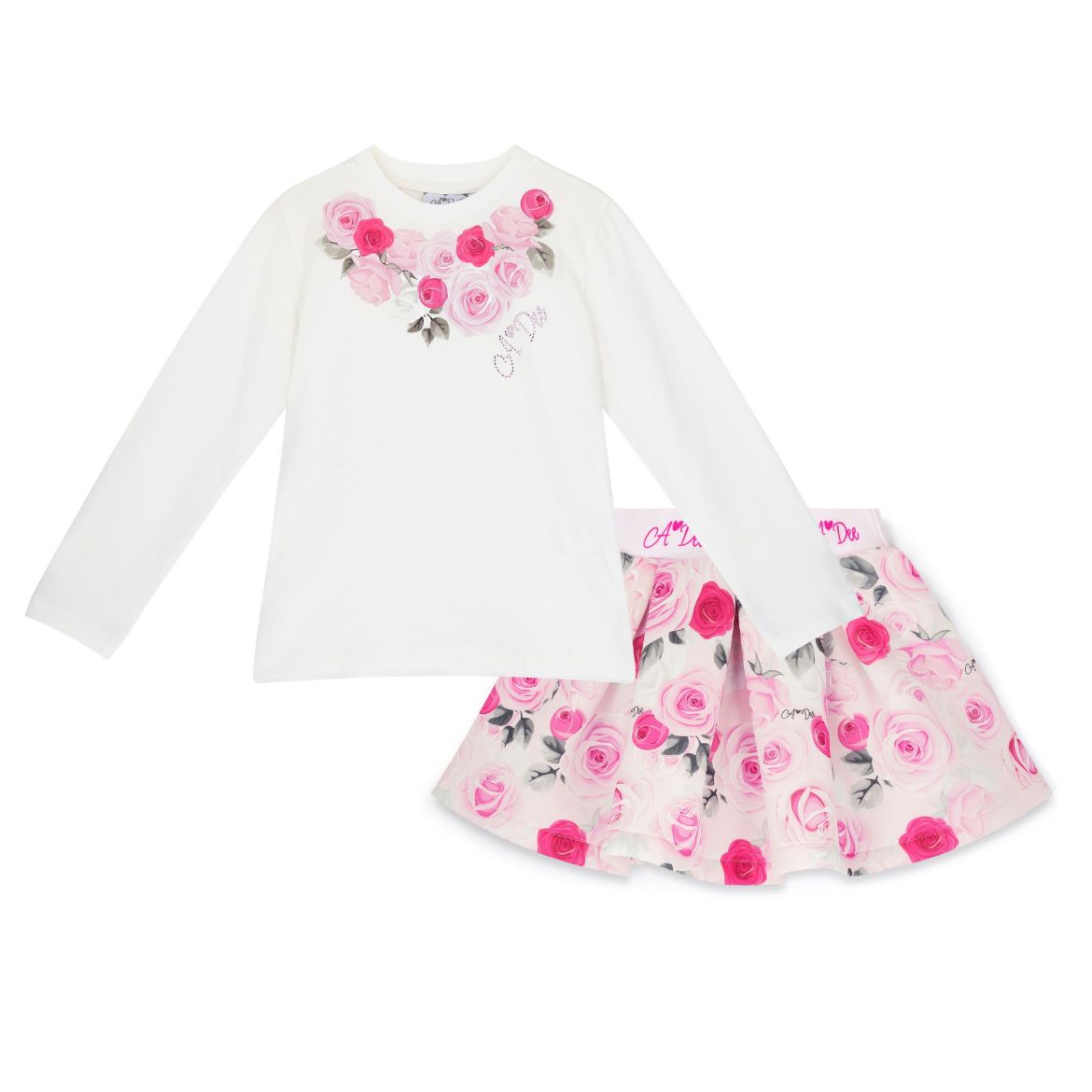 Picture of A Dee Ariella White Rose Print Skirt Set