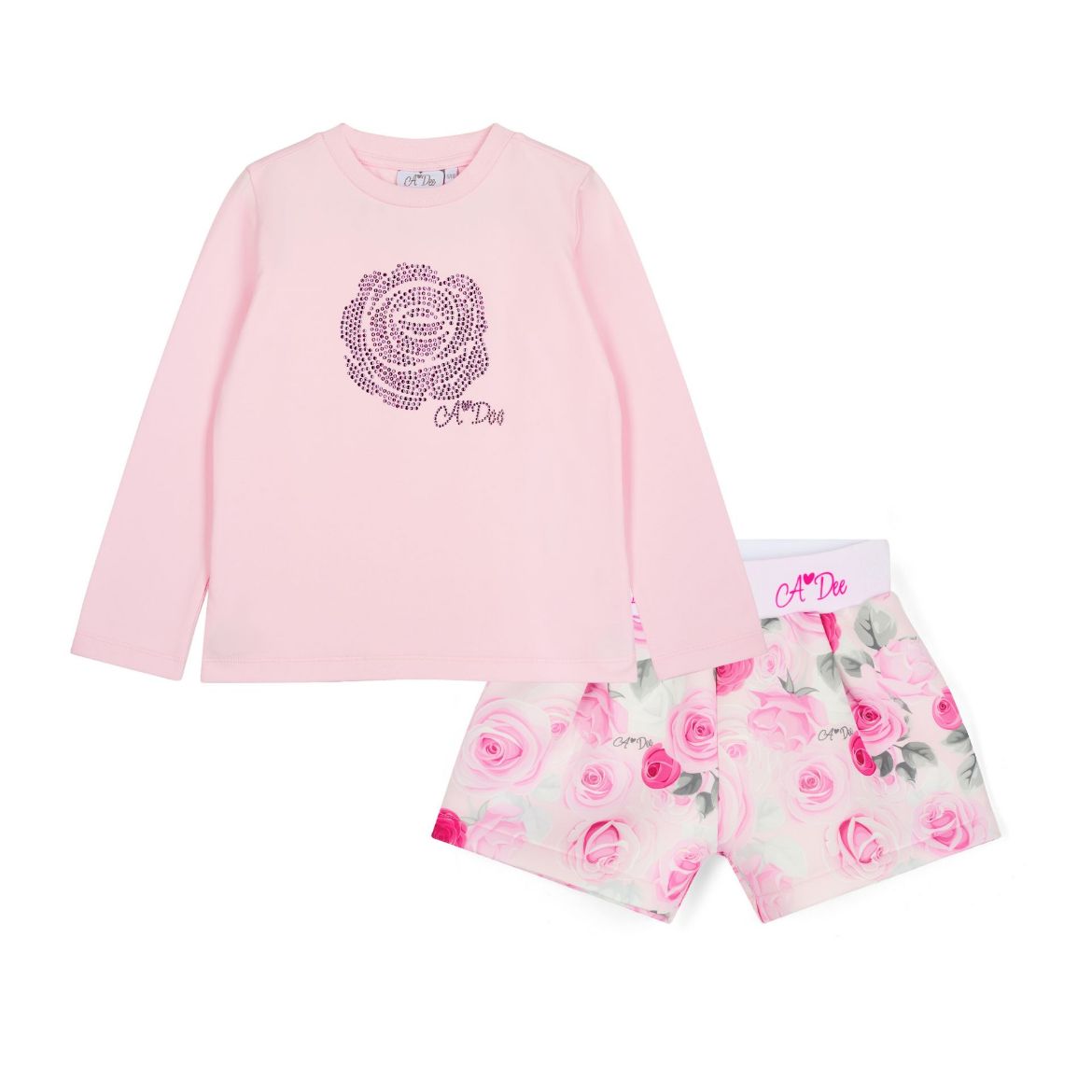 Picture of A Dee Amaya Pale Pink Rose Print Short Set