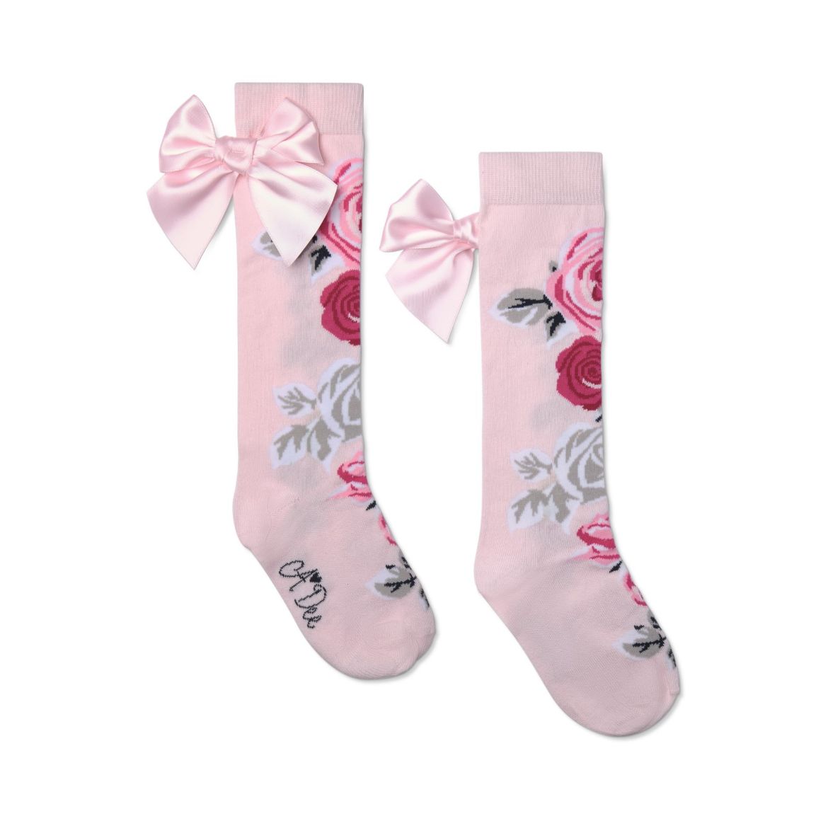 Picture of A Dee Alessandra Pale Pink Rose Print Knee Sock