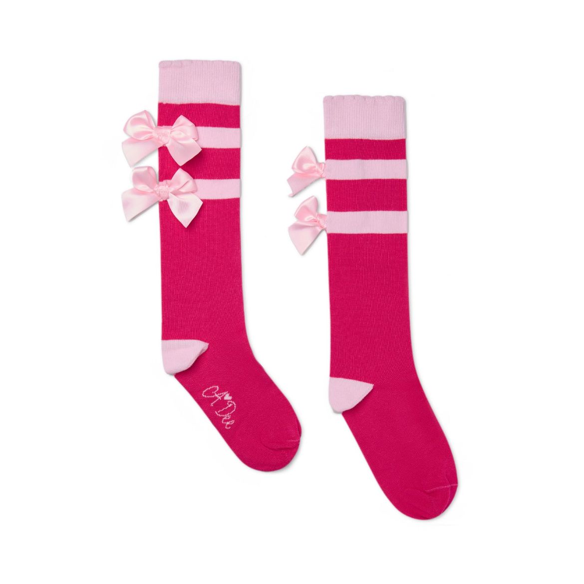 Picture of A Dee Astrid Fuchsia Stripe & Bow Knee Sock