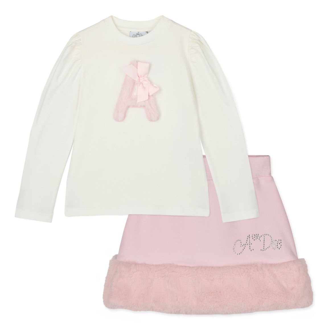 Picture of A Dee Andrea White Fur Skirt Set 