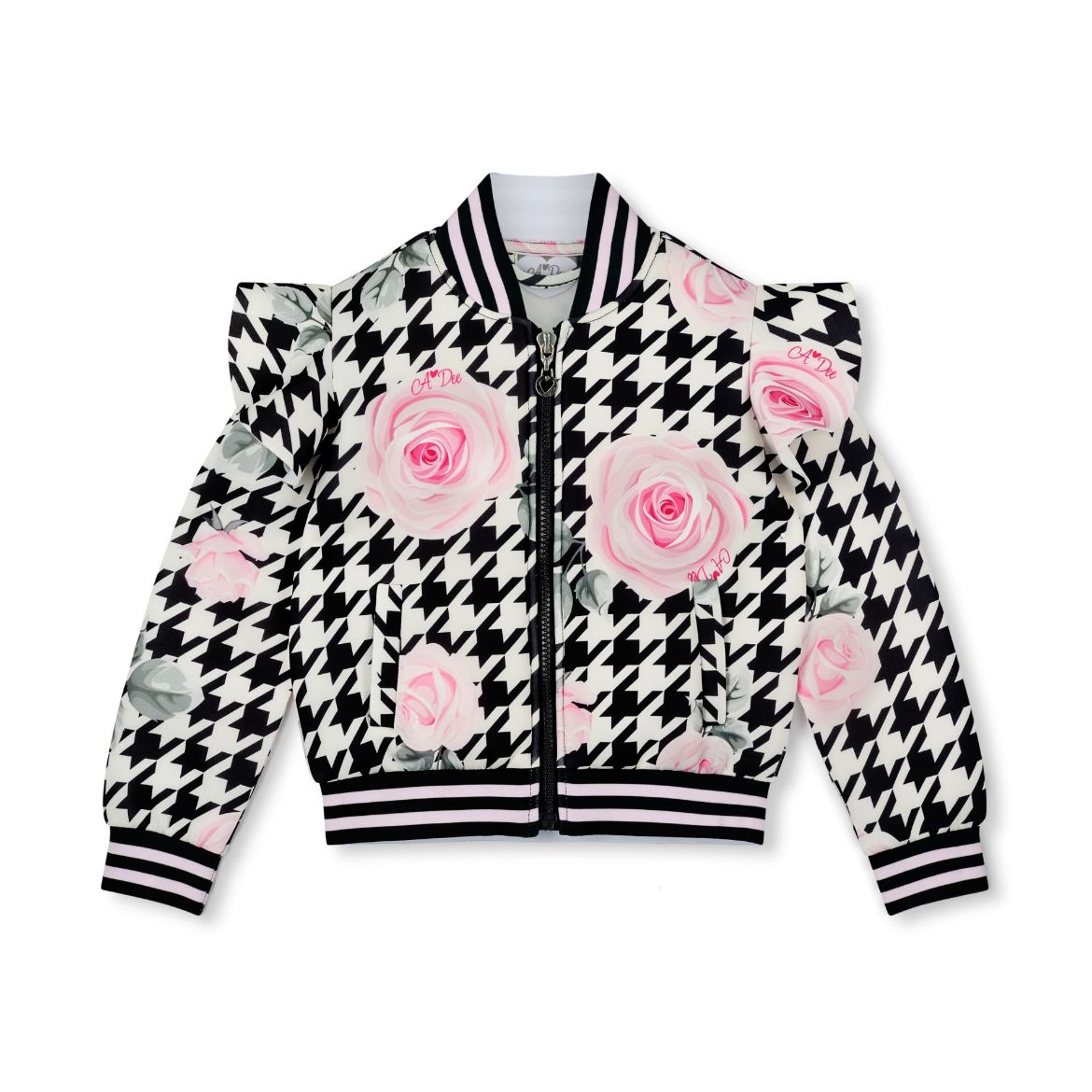 Picture of A Dee Autumn Black Houndstooth Print Bomber