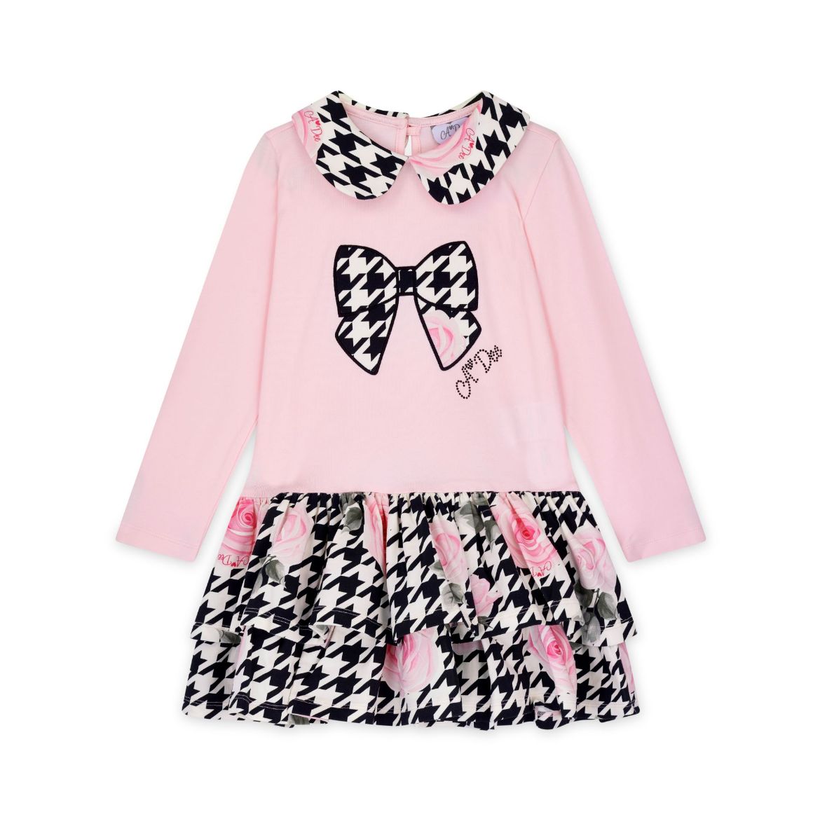 Picture of A Dee Adriana Pale Pink Houndstooth Drop Waist Dress