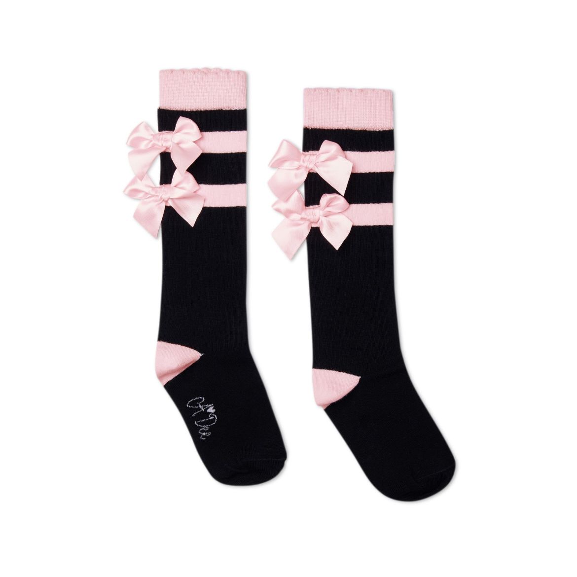 Picture of A Dee Astrid Black Stripe & Bow Knee Sock