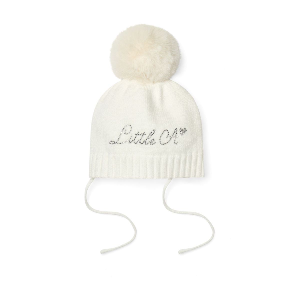 Picture of Little A Diamond White Knitted Pom Pom Hat