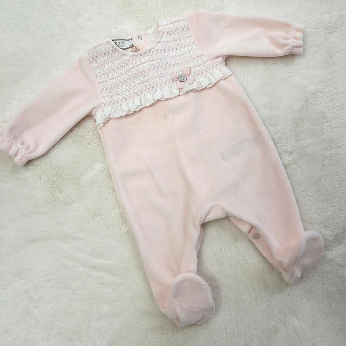 Picture of Paz Rodriguez Girls Pink Velour Baby Grow
