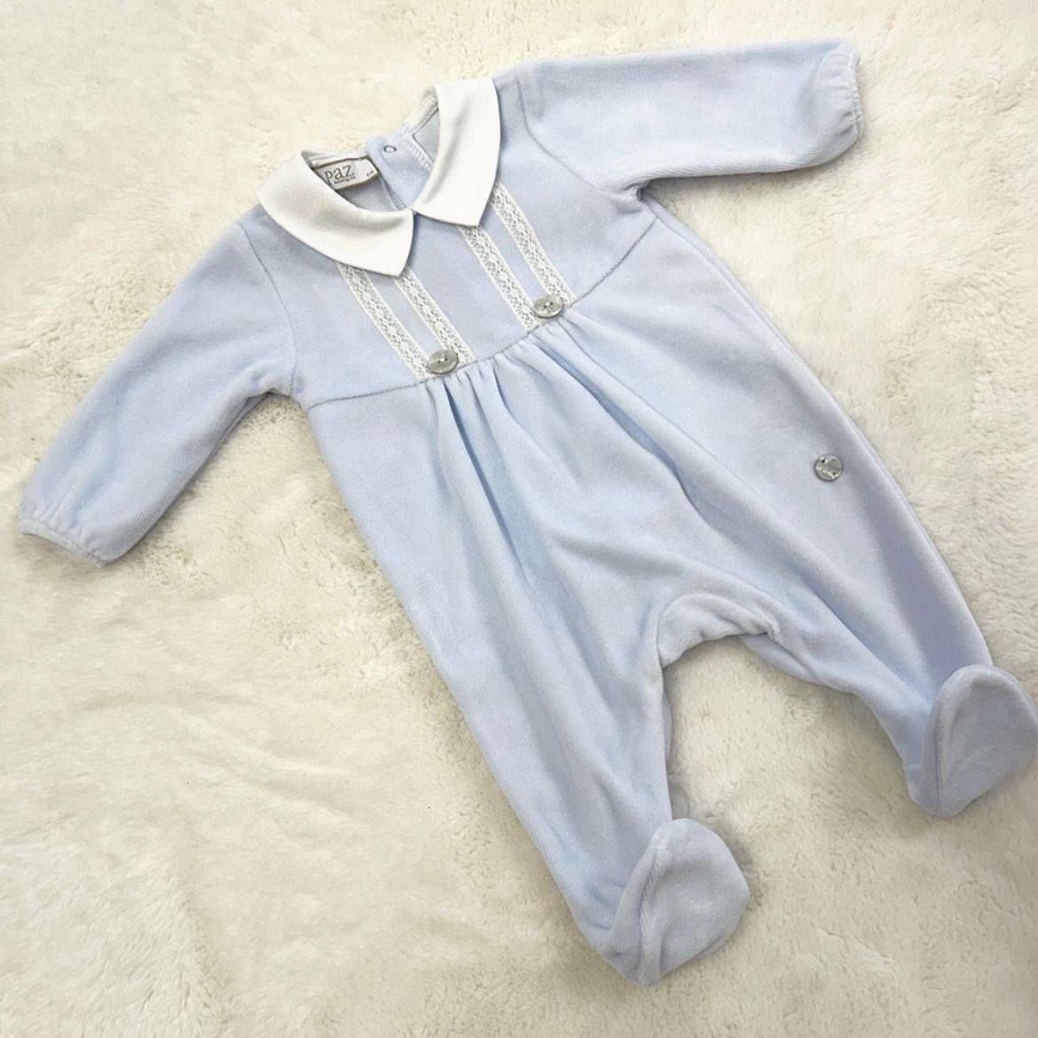 Picture of Paz Rodriguez Boys White & Blue Baby Grow