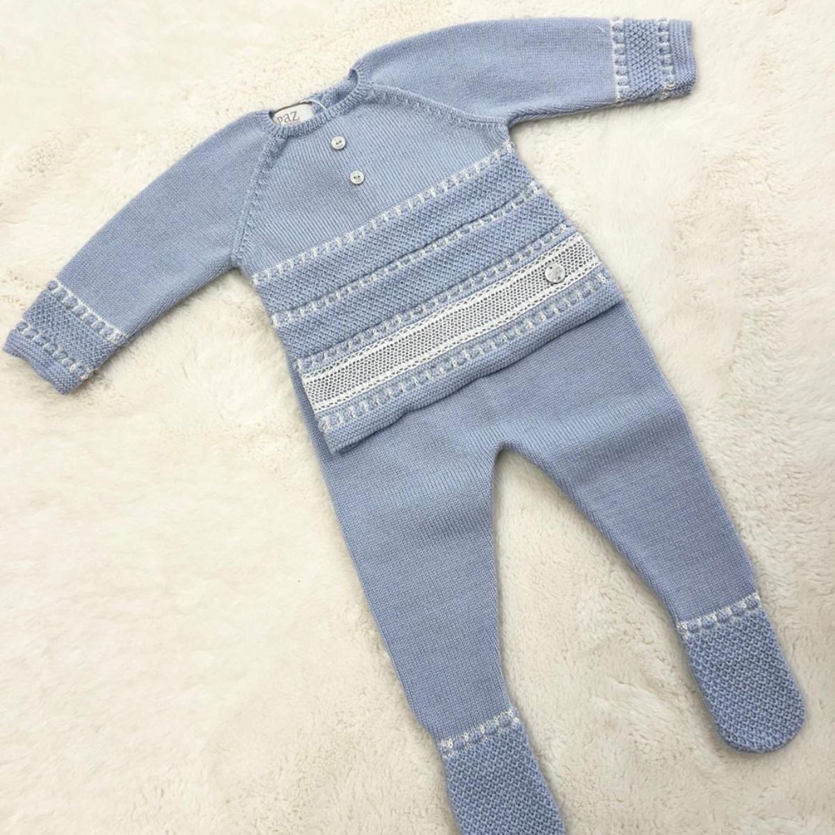 Picture of Paz Rodriguez Boys Blue 2 Piece Knitted Set