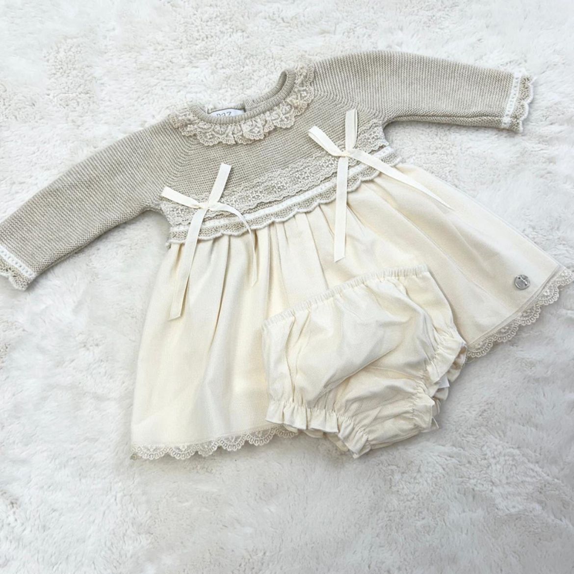 Picture of Paz Rodriguez Girls Cream Dress & Knickers Set