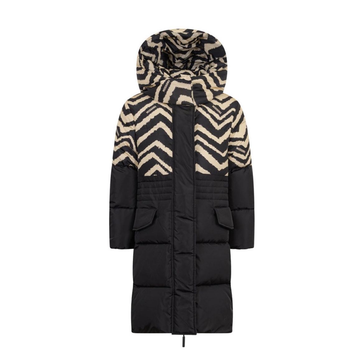 Picture of Missoni Girls Black & Ivory Long Puffer Coat