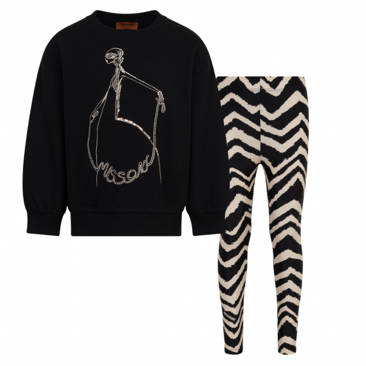 Picture of Missoni Girls Black & Ivory Jumper & Legging Set