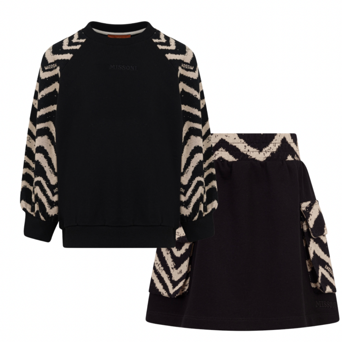Picture of Missoni Girls Black & Ivory Jumper & Skirt Set