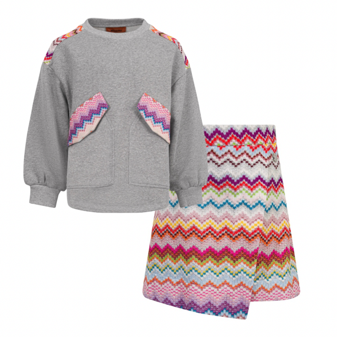 Picture of MIssoni Girls Grey/Multicolour Jumper & Skort Set