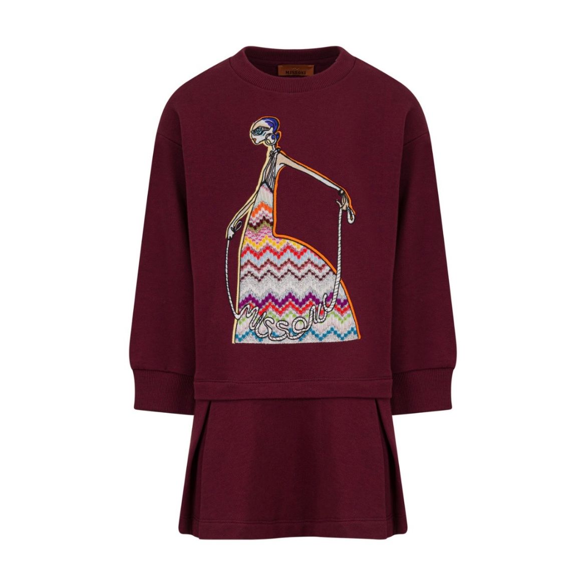 Picture of Missoni Girls Burgundy Drop Waist Dress