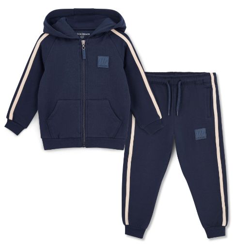 Picture of Mitch & Son Santino Navy Zipper Hoodie Tracksuit & T-shirt Set