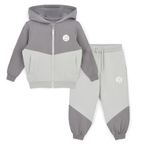Picture of Mitch & Son Tatum/Timothy Grey Colour Block Zipper Tracksuit & T-shirt Set