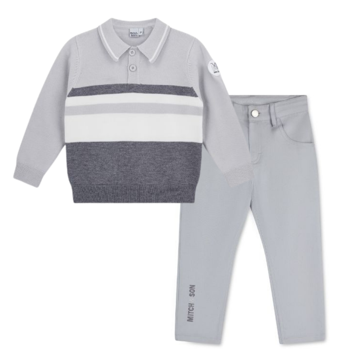 Picture of Mitch & son Tighe/Trace Grey Knitted Polo & Trouser Set