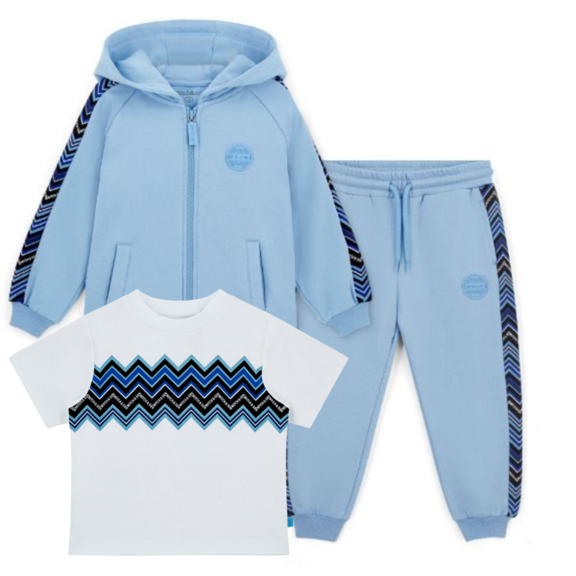 Picture of Mitch & Son Warren Blue Zig Zag Zipper Tracksuit