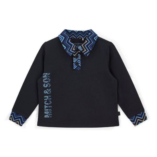 Picture of Mitch & son Wright/Wesson Black Zig Zag Collar Polo Top & Cargo Joggers
