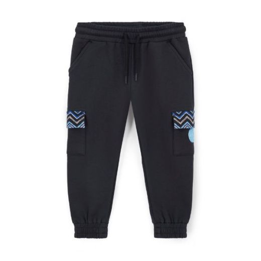 Picture of Mitch & son Wright/Wesson Black Zig Zag Collar Polo Top & Cargo Joggers