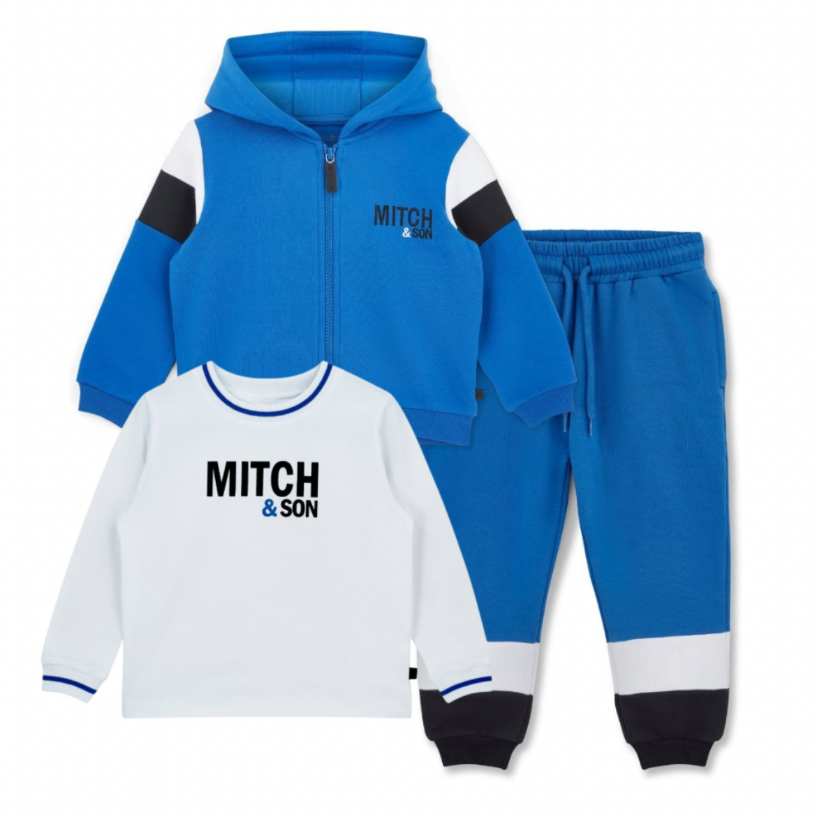 Picture of Mitch & Son Wake/Wilder Royal Blue Contrast Panel Zipper Tracksuit & T-shirt Set