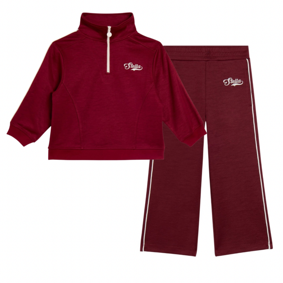 Picture of Stella Mc Cartney Girls Burgundy Quarter Zip Jogger Set