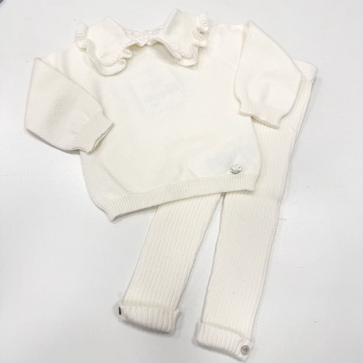 Picture of Martin Aranda Girls Cream Frill Collar Knitted 2 Piece Set