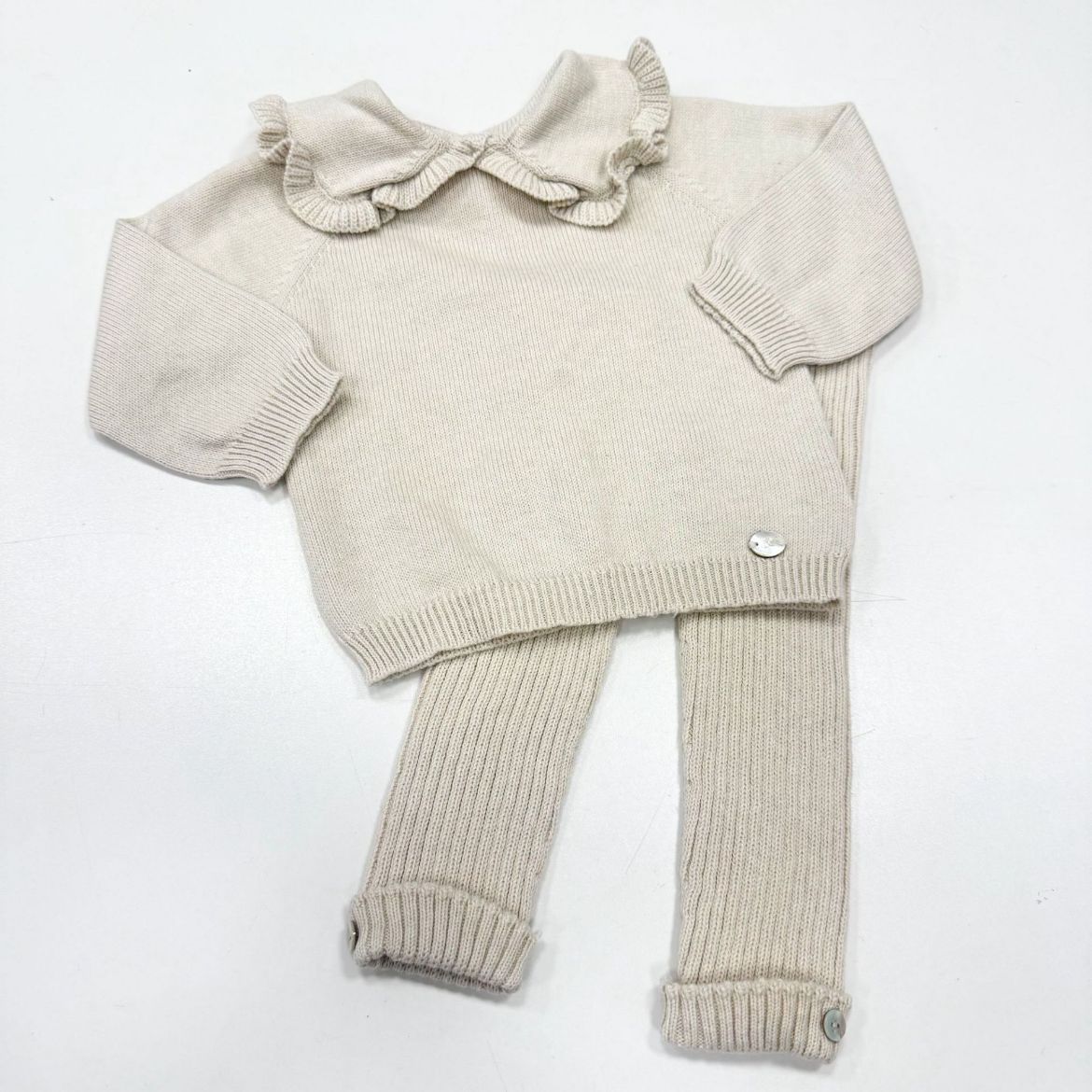Picture of Martin Aranda Girls Beige Frill Collar Knitted 2 Piece Set