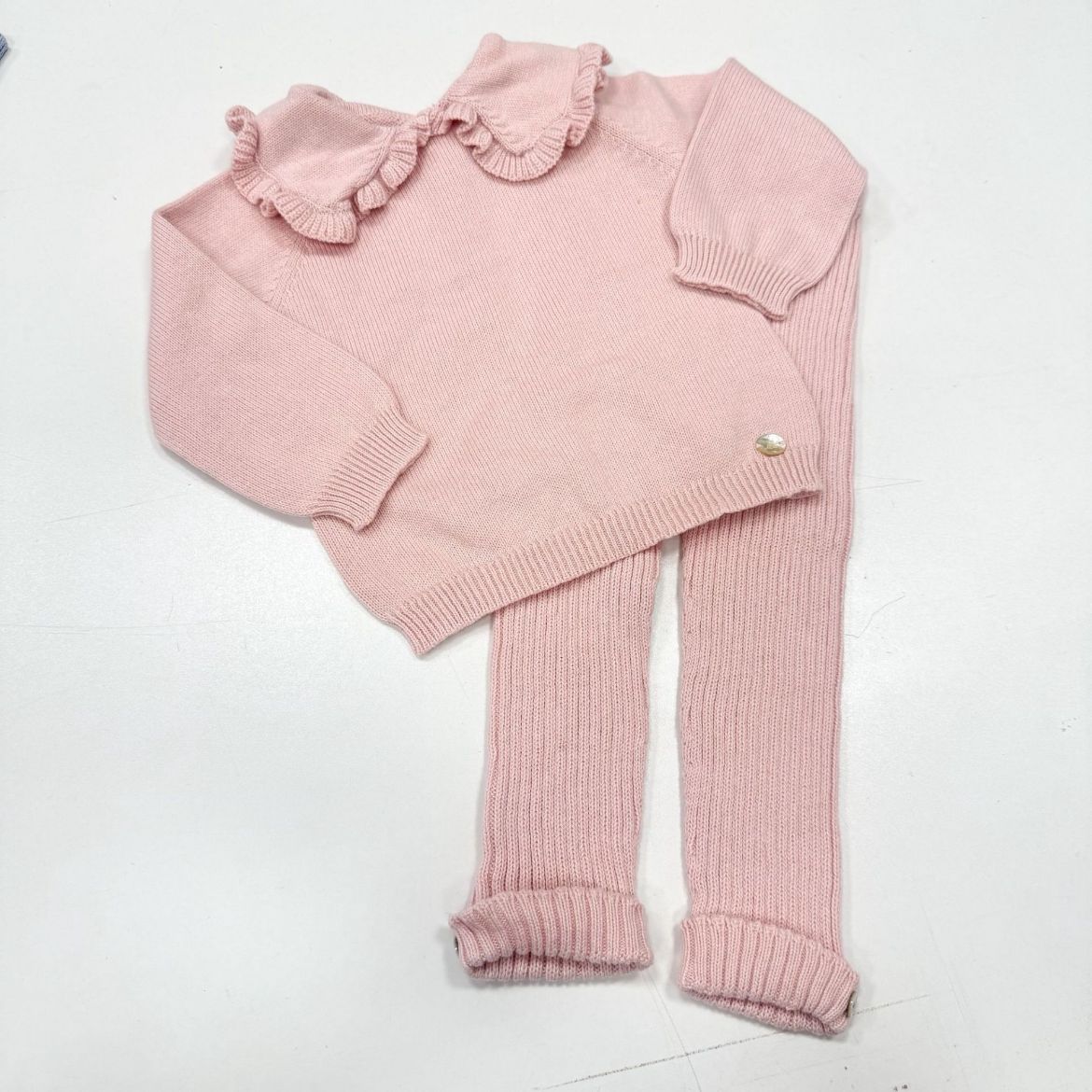Picture of Martin Aranda Girls Pink Frill Collar Knitted 2 Piece Set