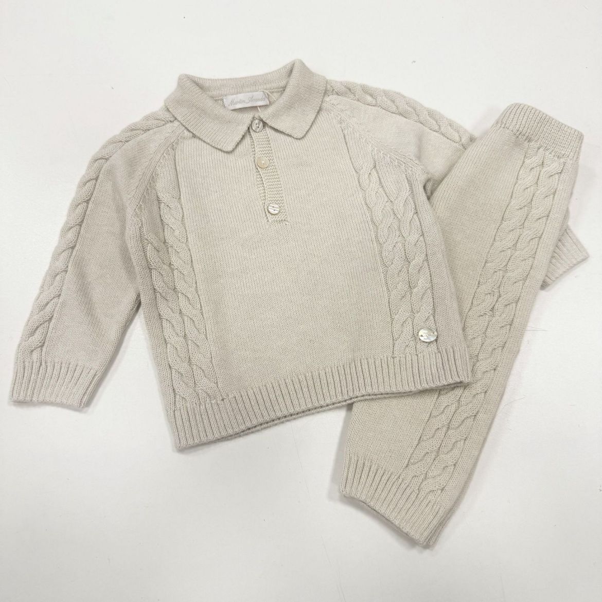 Picture of Martin Aranda Boys Beige Knitted Polo 2 Piece Set