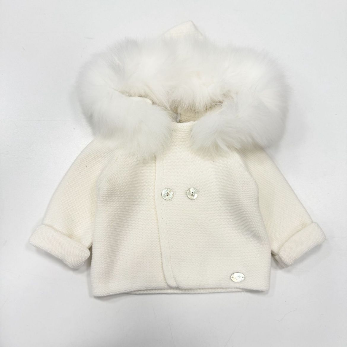 Picture of Martin Aranda Boys Cream Fur Hood Cardigan