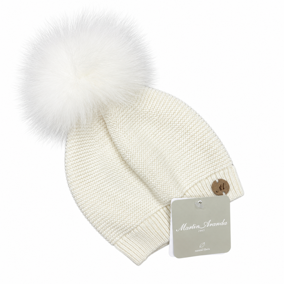 Picture of Martin Aranda Cream Fur Pom Pom Knitted Hat