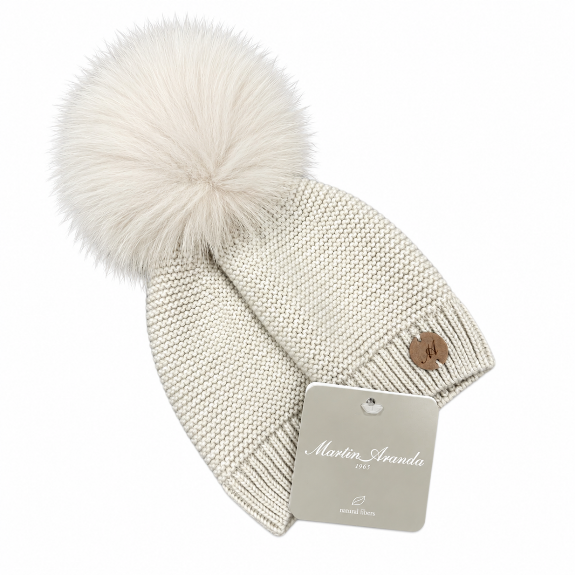 Picture of Martin Aranda Beige Fur Pom Pom Knitted Hat