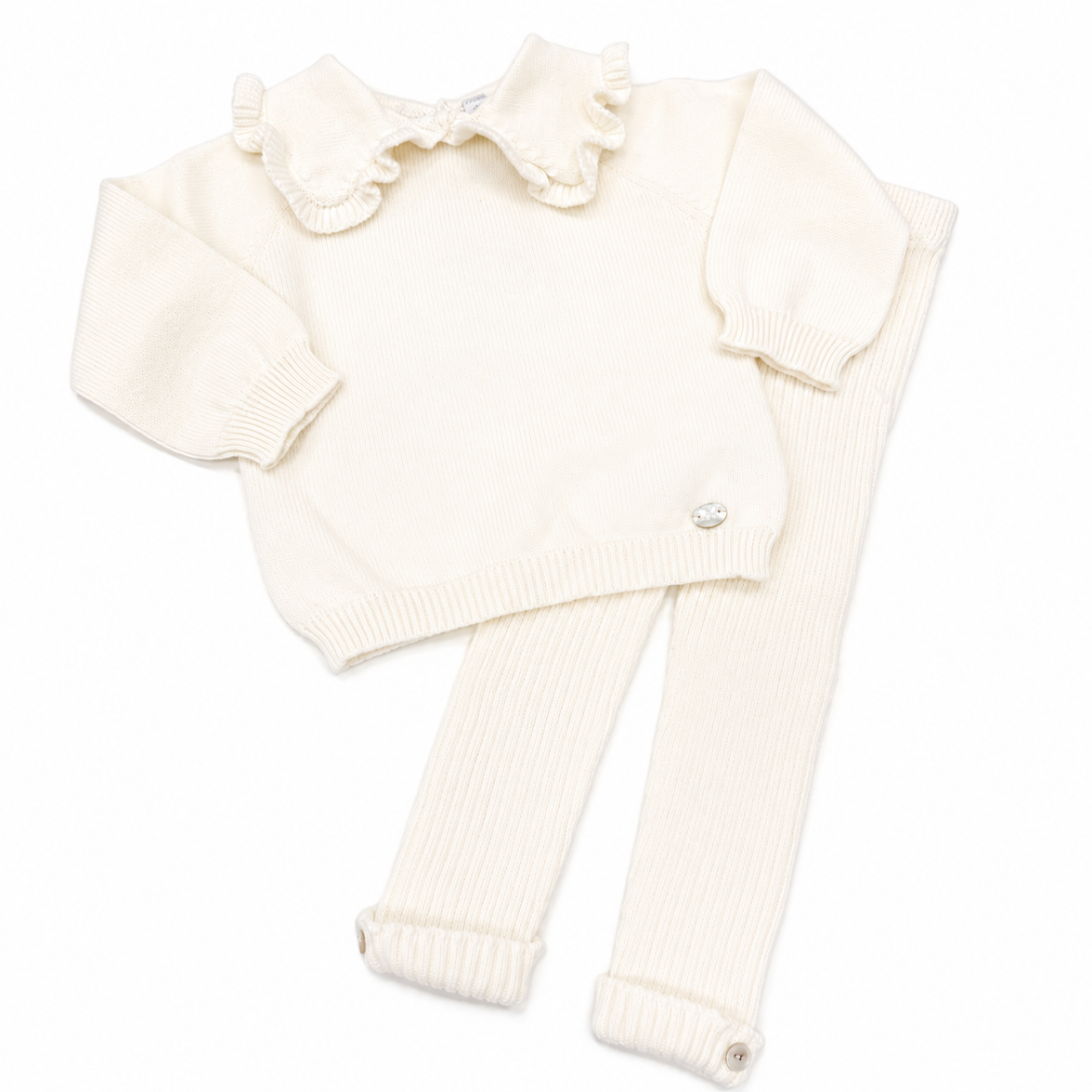 Picture of Martin Aranda Girls Cream Frill Collar Knitted 2 Piece Set