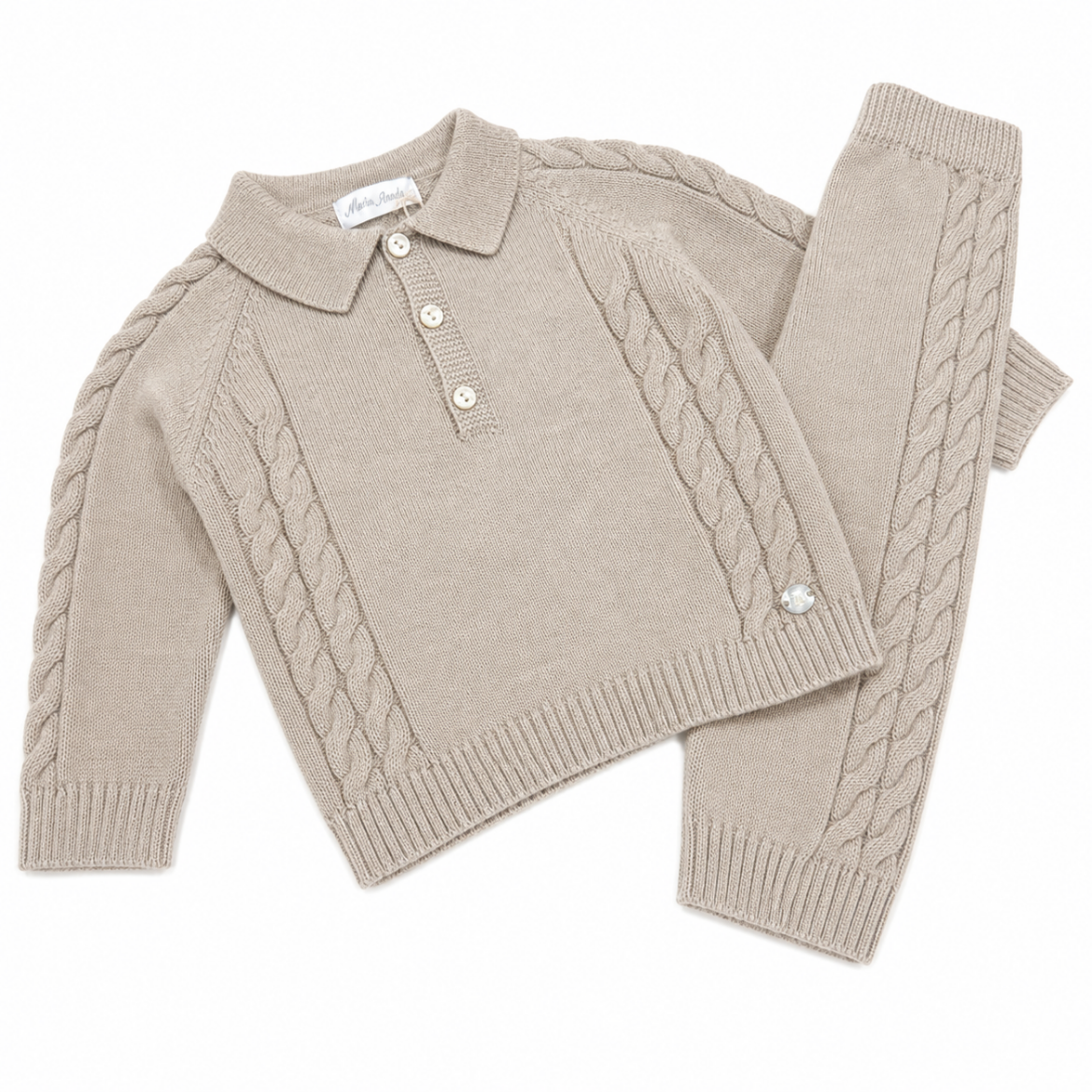 Picture of Martin Aranda Boys Brown Knitted Polo 2 Piece Set