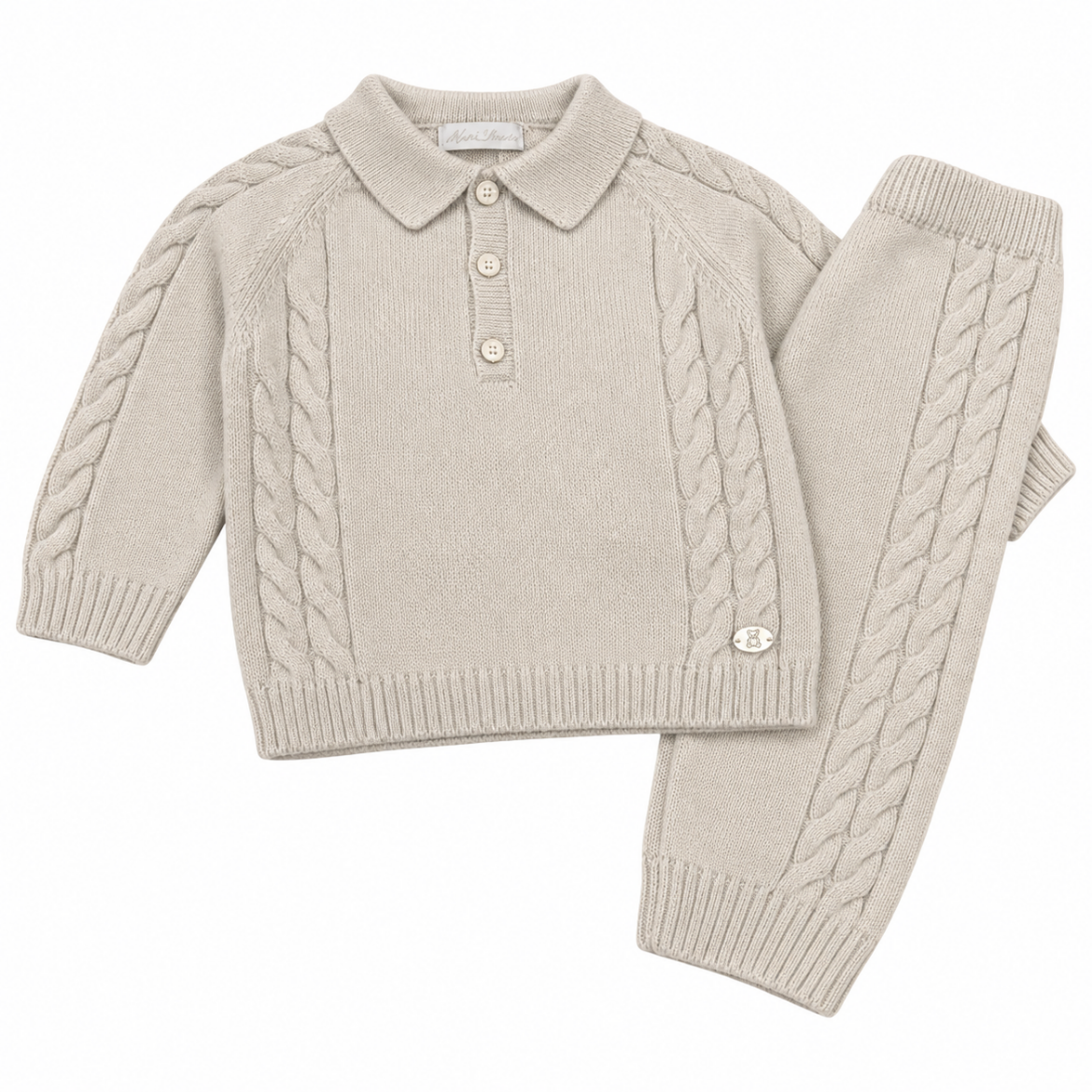 Picture of Martin Aranda Boys Beige Knitted Polo 2 Piece Set