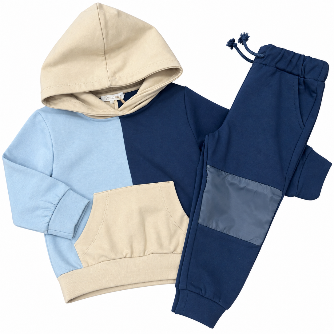 Picture of Patachou Boys Blue & Beige Colour Block Hoody Set