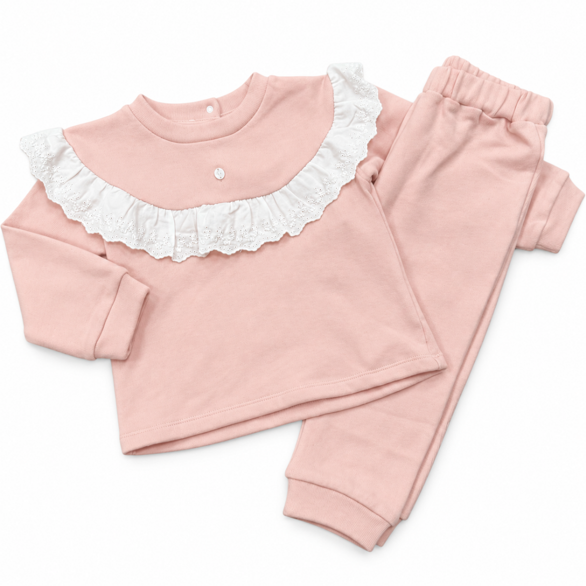 Picture of Patachou Girls Pink Knitted Frill Jogger
