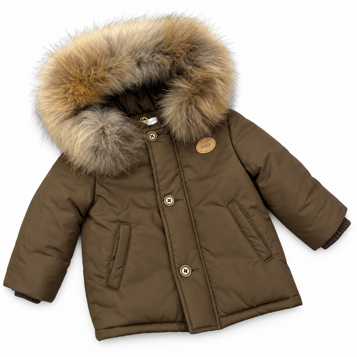 Picture of Bimbalo Boys Brown Fur Hood Coat