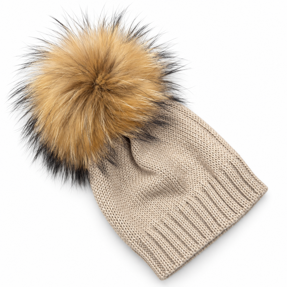 Picture of Bimbalo Boys Brown Fur Pom Pom Knitted Hat